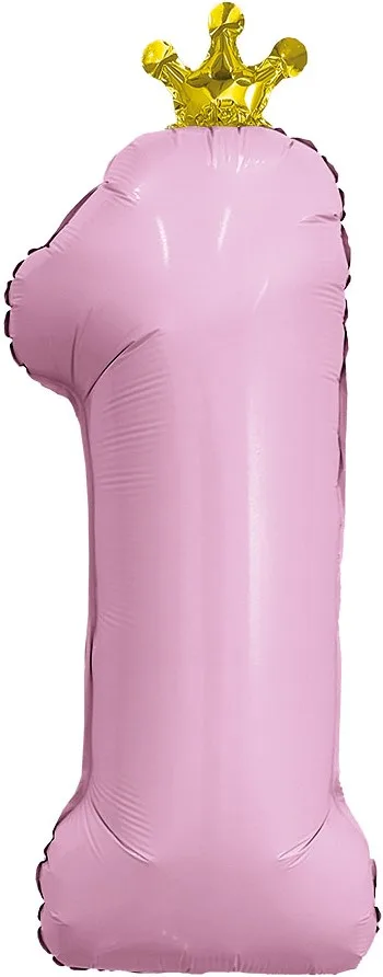 Р 32"/81см Цифра, 1 Золотая корона, Фламинго, 1 шт. в упак.  (Россия)