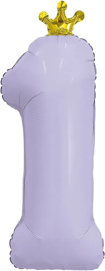 Р 32"/81см Цифра, 1 Золотая корона, Лаванда, 1 шт. в упак. (Россия)