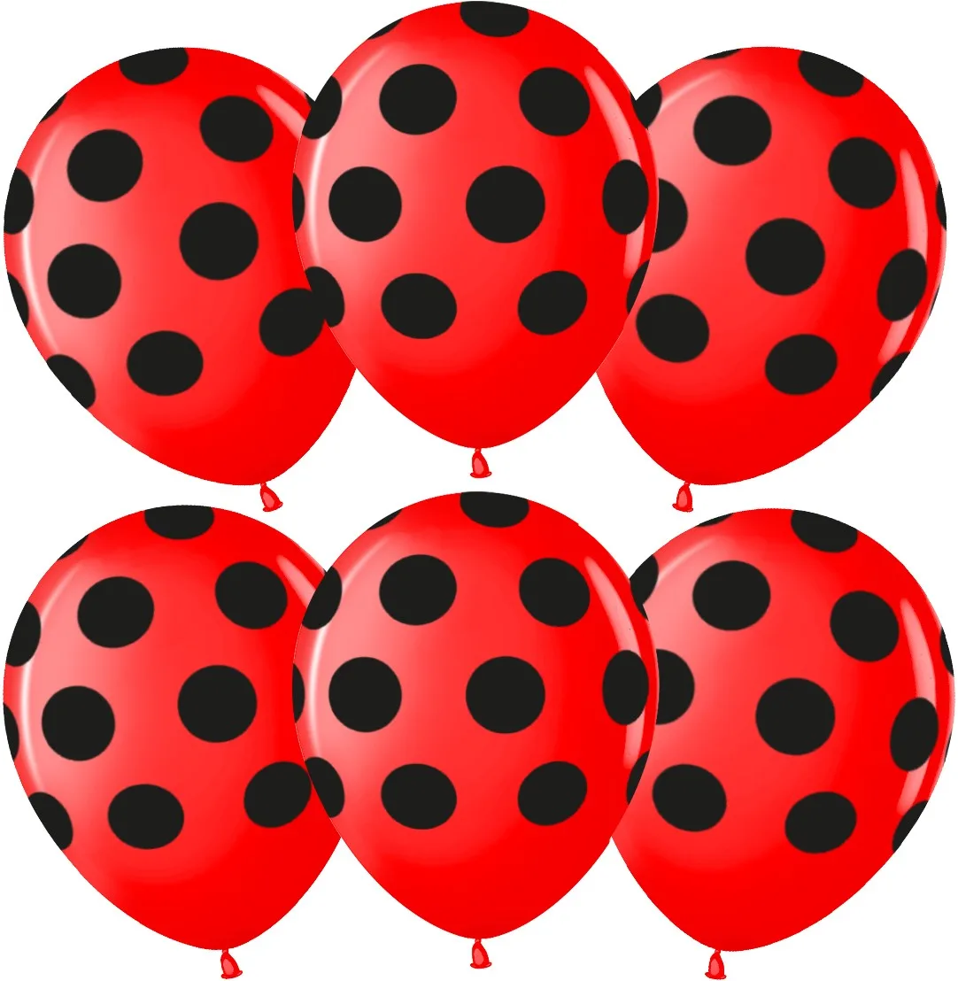 ВВ 12''/30 см Черные точки, Красный (230), пастель, 5 ст, 25 шт.(Малайзия)