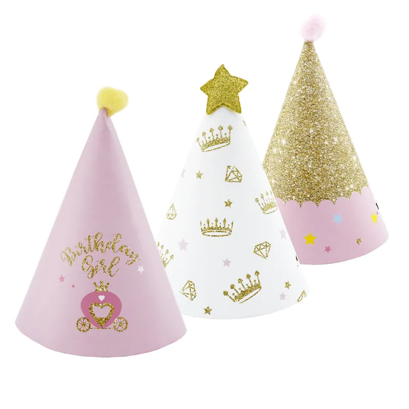 Колпаки с помпонами "Именинница Принцесса " 3 шт.