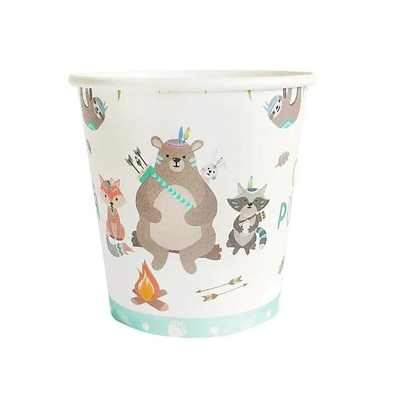Стаканы бумажные "С Днем рождения" Зверята Бохо 190 мл./ набор 6 шт./