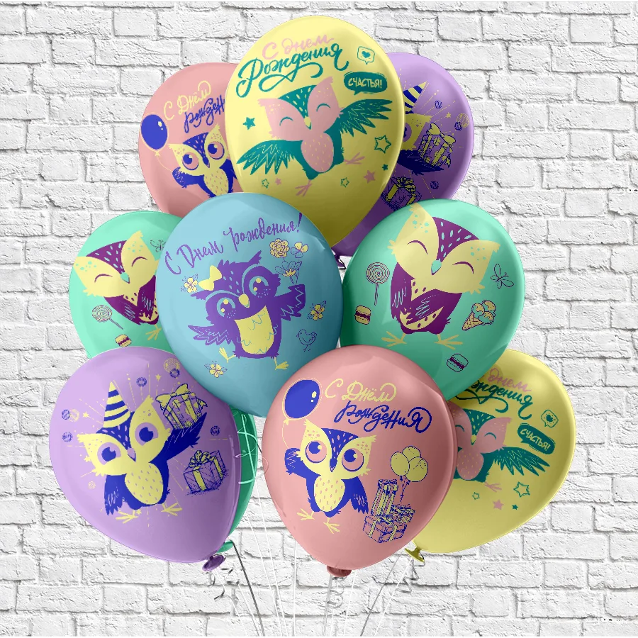 Б 12"/30см СДР Совушки 5 дизайнов  /25 шт./(Таиланд)