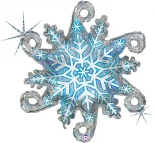 G 38"/97см Снежинка, Серебро, Голография, 1 шт.  (Италия)