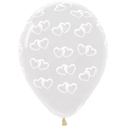 S 12  Два сердца ( Прозрачный),  Кристал/ 100 шт. / (Колумбия)