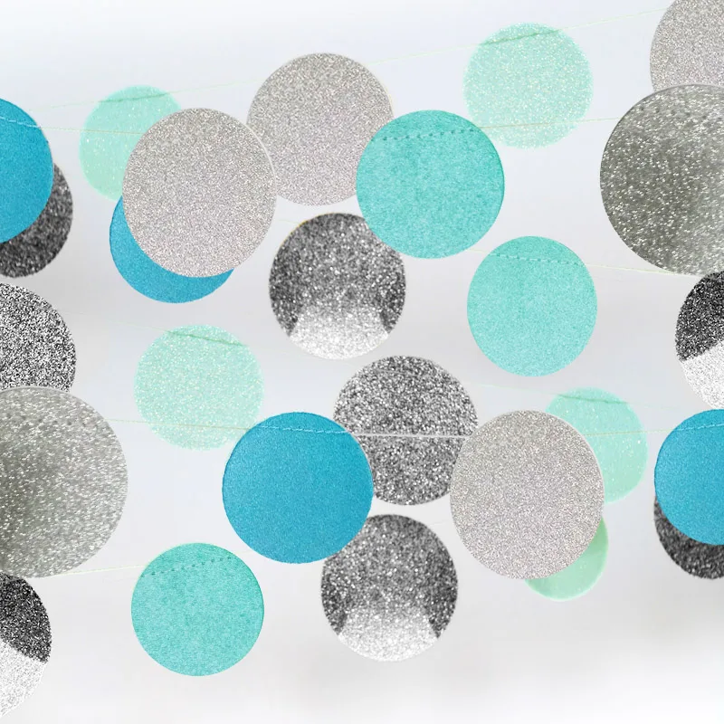 Гирлянда 2 м "Круги Микс Серебряный, мятный, голубой/1 шт./ (Китай)