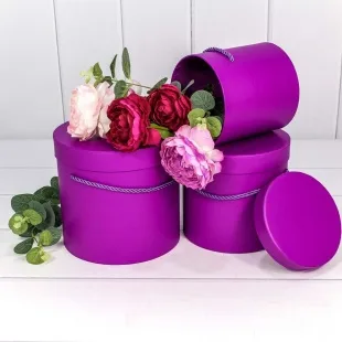 Набор коробок Цилиндр, Фиолетовый, 17*17*18 см, 3 шт.