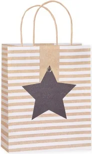 Пакет подарочный, Звезда и полоски, Крафт, 32*26*12 см, 1 шт.
