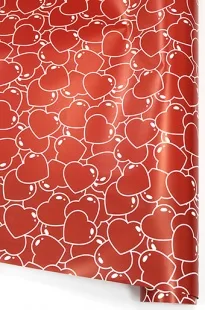 Упаковочная бумага (0,7*1 м) Множество сердец, Красный, 10 шт.