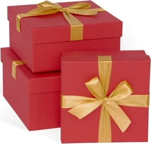 Набор коробок Золотой бант, Красный, 21*21*11 см, 3 шт.