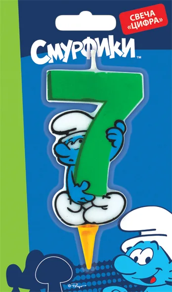 Свечи  цифра "7" Смурфики