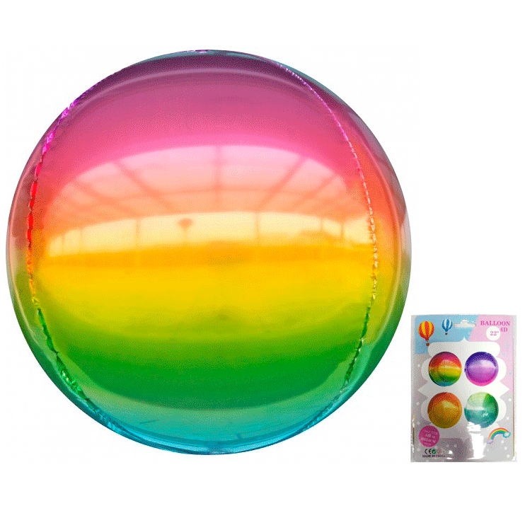 F 22"/56 см Сфера 3D, Радужный, 1 шт.(Китай)