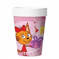 Стаканы Три кота, 225 мл. Розовый (6 шт.)