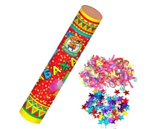 Хлопушка. Бабахалка. Звезды (фольгированные) и серпантин