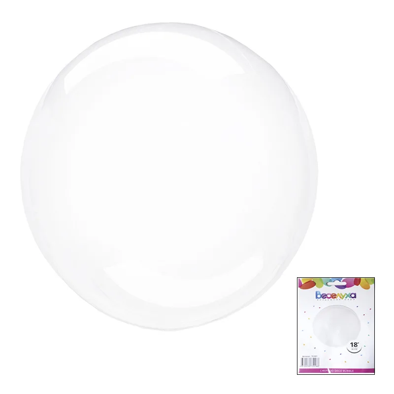 К 24"/61см Сфера 3D , Deco Bubble, прозрачный, в упаковке 1 шт. (Китай)
