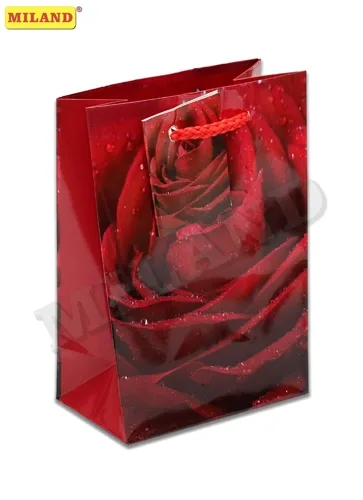 Пакет подарочный  Бутон красной розы (S) 12 х 15 х 9