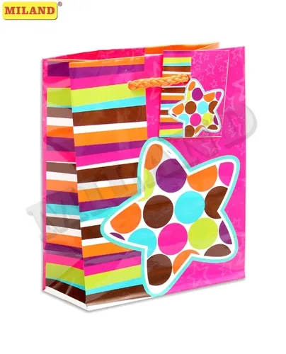 Пакет подарочный Яркая звездочка (S) 12 х 15 х 9