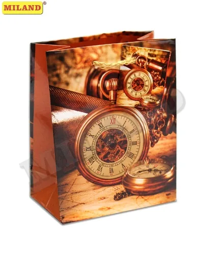 Пакет подарочный Старинные часы (S) 12 х 15 х 6