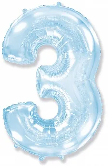 И 40"/102см Цифра, 3, Голубой,в упак.  1 шт.  (Испания)