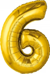 Р 32"/81см Цифра "6" Золото / 1 шт / (Россия)
