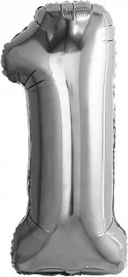 Р 32"/81см Цифра "1" Серебро / 1 шт / (Россия)