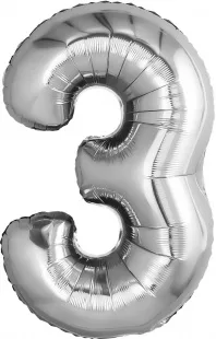 Р 32"/81см Цифра "3" Серебро / 1 шт / (Россия)