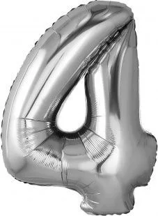 Р 32"/81см Цифра "4" Серебро / 1 шт / (Россия)