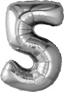 Р 32"/81см Цифра "5" Серебро / 1 шт / (Россия)