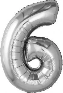 Р 32"/81см Цифра "6" Серебро / 1 шт / (Россия)