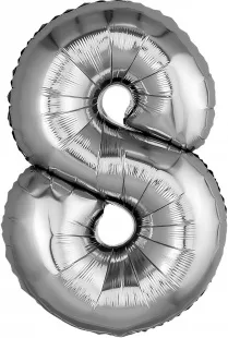 Р 32"/81см Цифра "8" Серебро / 1 шт / (Россия)