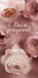 Конверты для денег, С Днем Рождения! (розы), с блестками, 10 шт.