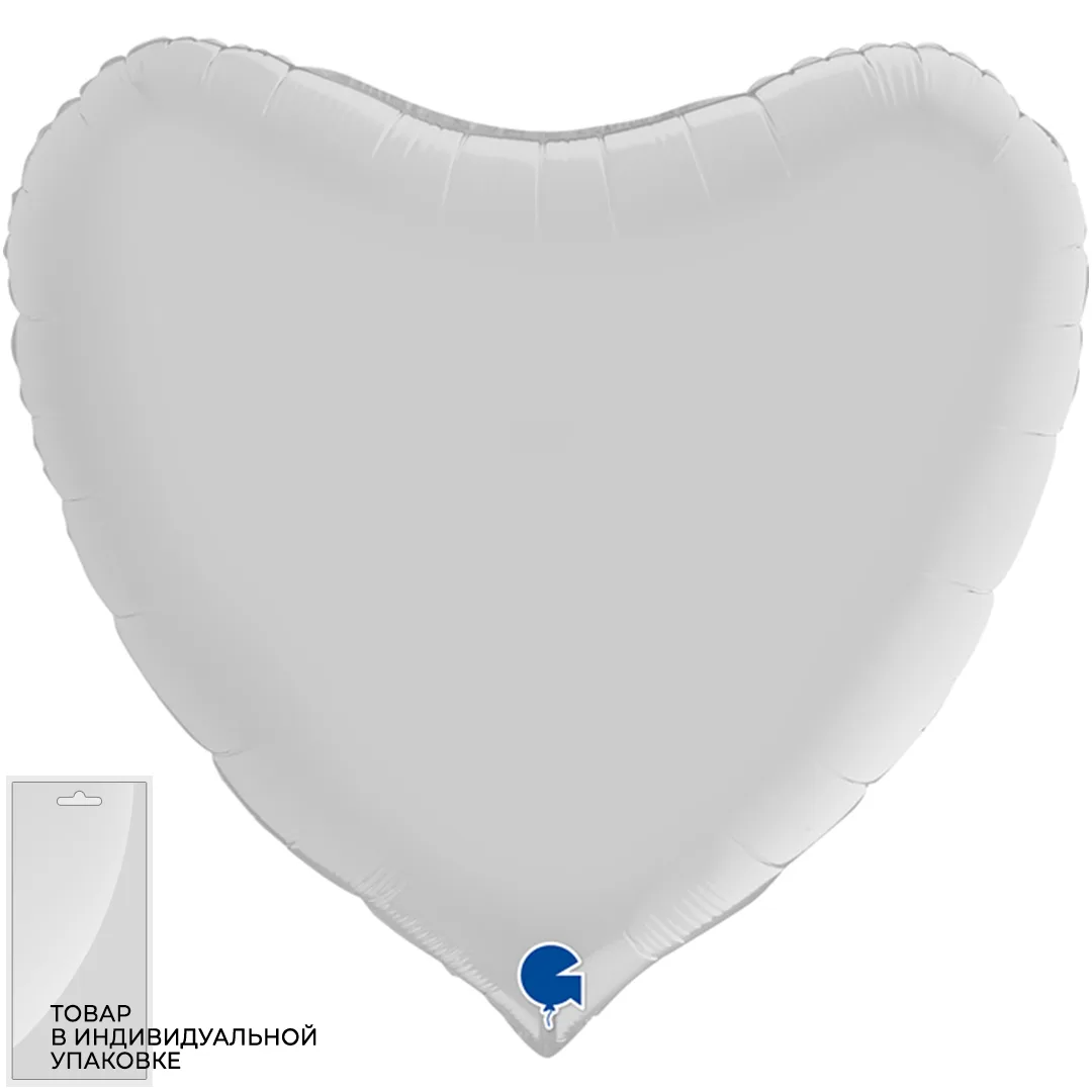 G 36"91см Сердце, Белый Сатин, в упак. 1 шт.(Италия)