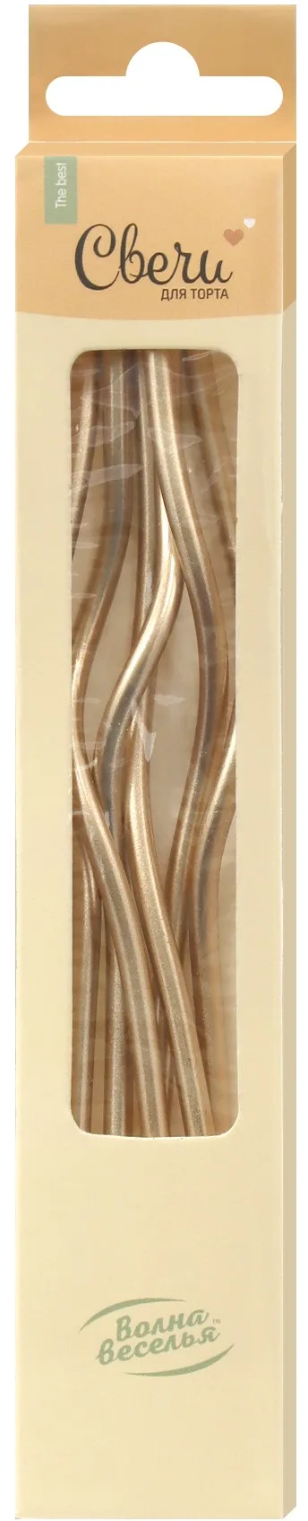 Свечи Спирали Люкс, Белое Золото, Металлик, 0,4*12,5 + 4 см, 6 шт. с держат.