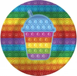 Тарелки (23 см) Поп ит, Pop it, Радужный, 6 шт.