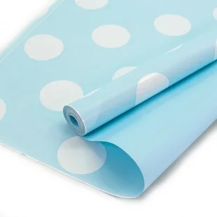 Упаковочная пленка матовая (0,6*10,3 м) Жемчужные точки, Голубой, Перламутр, 1 шт.