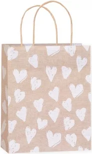 Пакет подарочный, Набросок сердец, Крафт, 25*21*10 см, 1 шт.