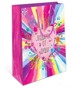 Пакет подарочный, Подарок от души (яркие цветы), 22*18*10 см, 1 шт.