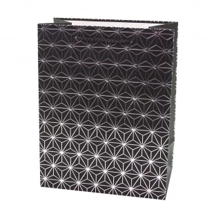 Пакет подарочный, Японский узор, Звездный паттерн, Черный, Металлик, 23*18*10 см, 1 шт.