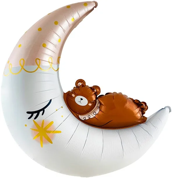 F 34''/86 см Полумесяц с медвежонком, 1 шт. (Китай)