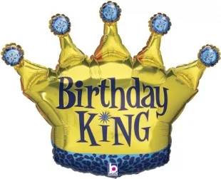 G 36" Корона, День Рождения Короля, Синий/Золото, Голография, 1 шт.  (Италия)
