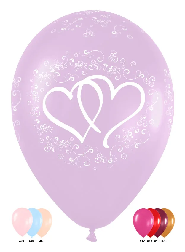 S 12 Свадебные сердца Ассорти Металлик-Перламутр / Wedding Hearts / 100 шт. / (Колумбия)