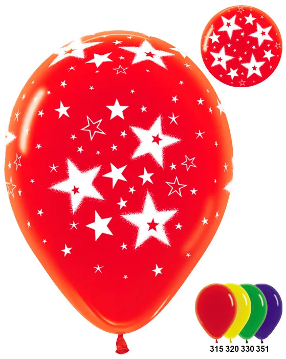 S 18"/46см Звёзды 2, Ассорти Кристал / Stars / 25 шт. / (Колумбия)