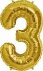 B 34" Цифра "3" золото в упаковке/  1 шт / (США)