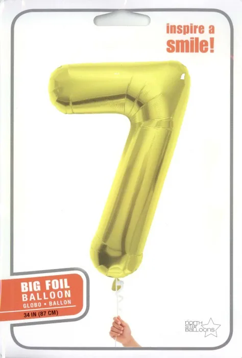 B 34" Цифра "7" золото в упаковке/  1 шт / (США)