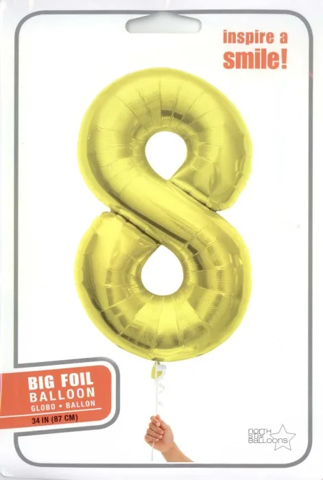 B 34" Цифра "8" золото в упаковке/  1 шт / (США)