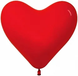 S Сердца 12"/30см Кристалл,  Красный / Red / 100 шт. / (Колумбия)