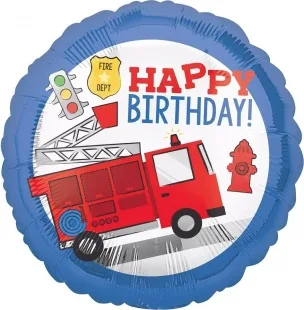 F 18"/46см Круг, С Днем Рождения (пожарная машина), 1 шт.  (Китай)