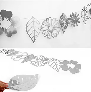 Гирлянда бумажная (фигурная форма) "Листья" Серебро  2,5м