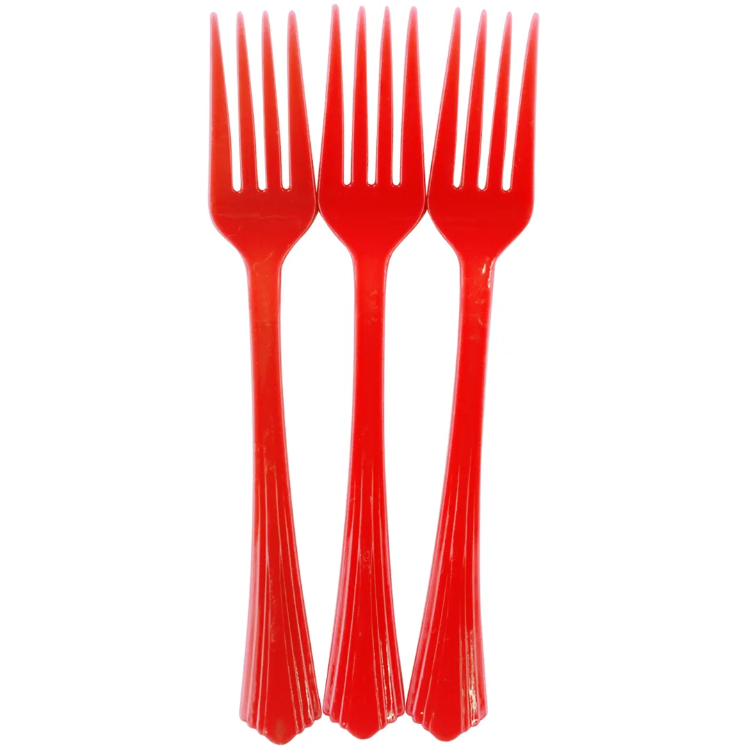 Вилки, Премиум, Красный, 17 см, 10 шт.