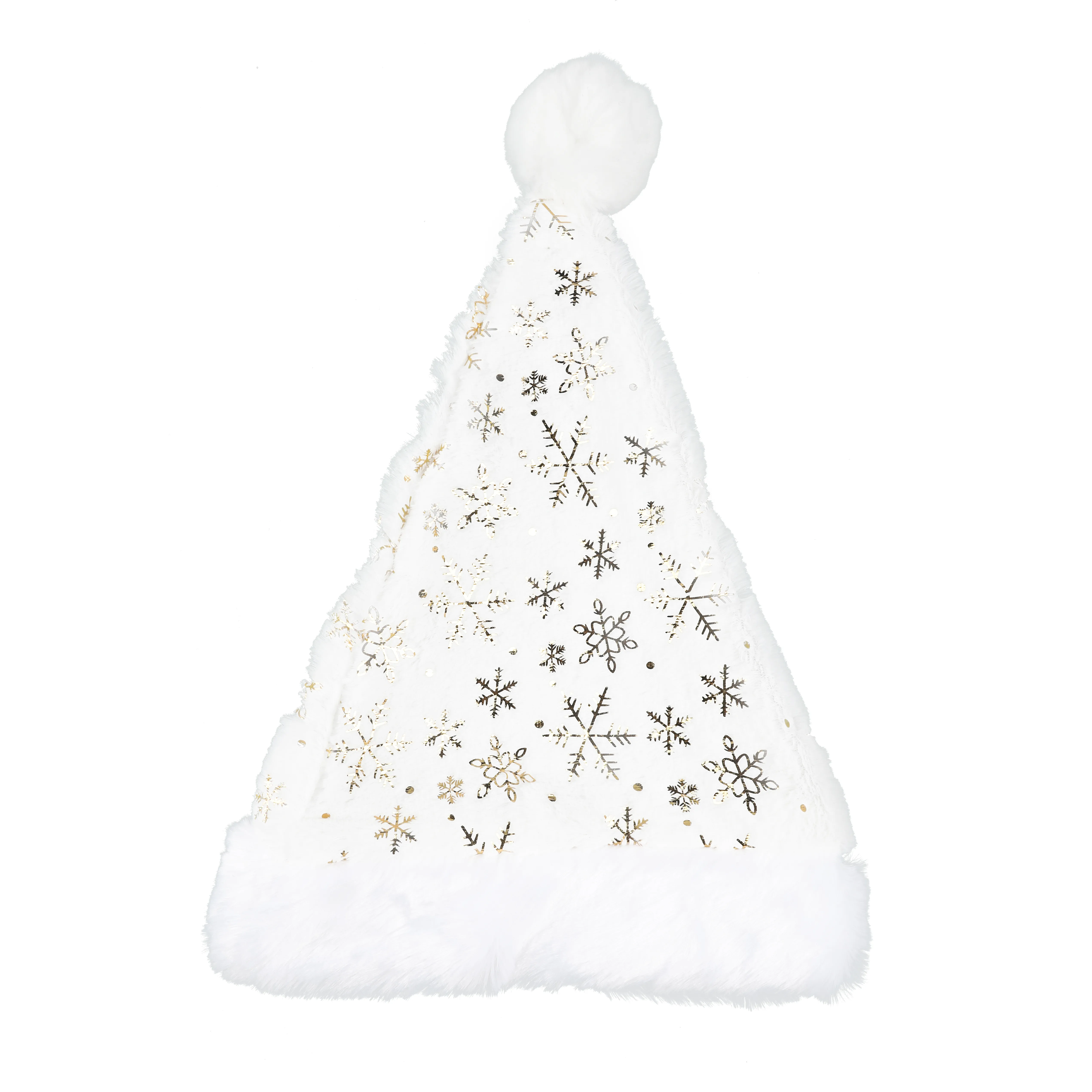 Колпак Новогодний, Снежинки, Белый/Золото, 30*40 см, 1 шт.