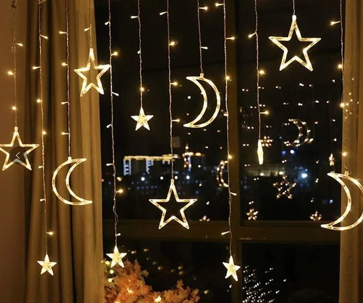 Светодиодная гирлянда Звездная ночь, 138 LED, 12 фигур, 8 режимов, IP 14, 0,9*3 м. Теплый белый, 1 ш